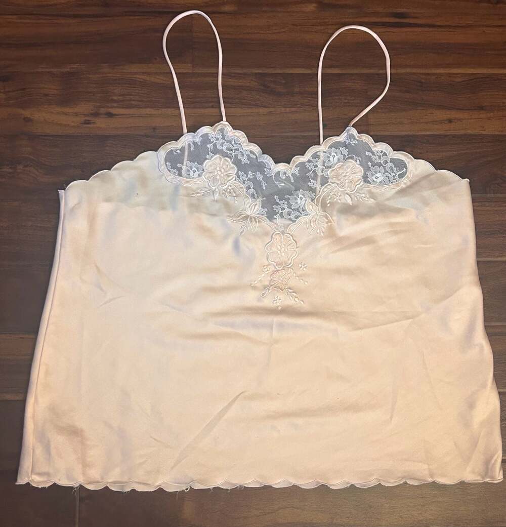 Sara Beth Vintage 1980s Satin Lace Trim Camisole Tank Top